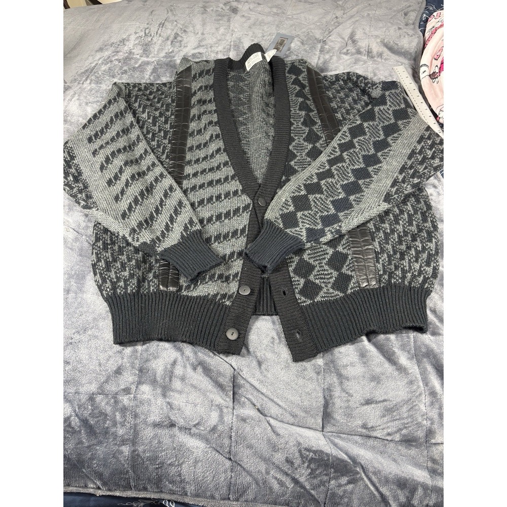 Vtg City Streets Geometric Cardigan‎ Sweater Mens Size XLT